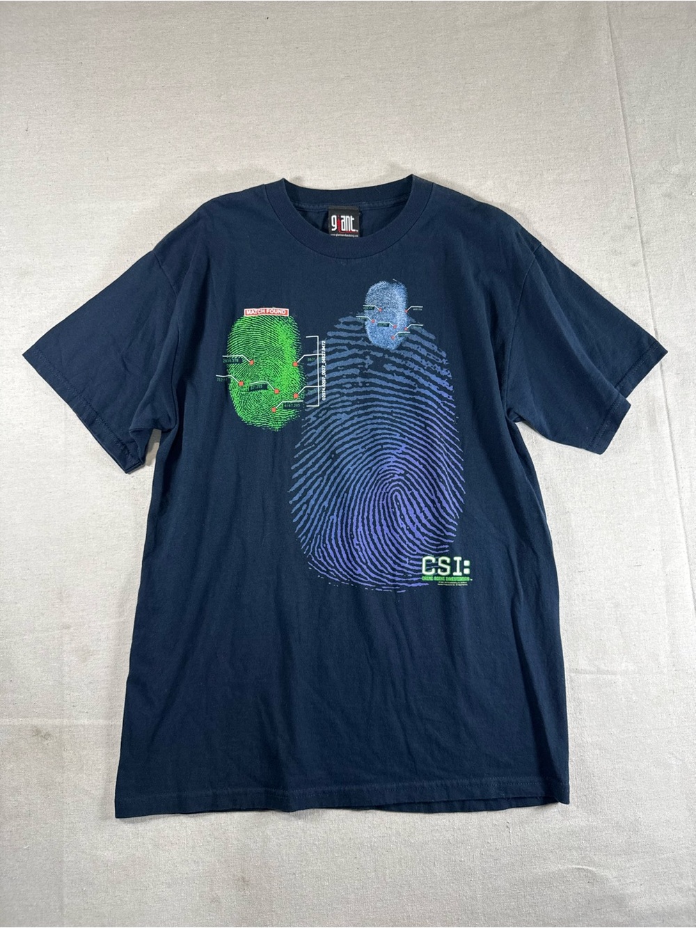 Crime Scene Investigation CSI Fingerprint Shirt 2006 Giant Tag Size Large